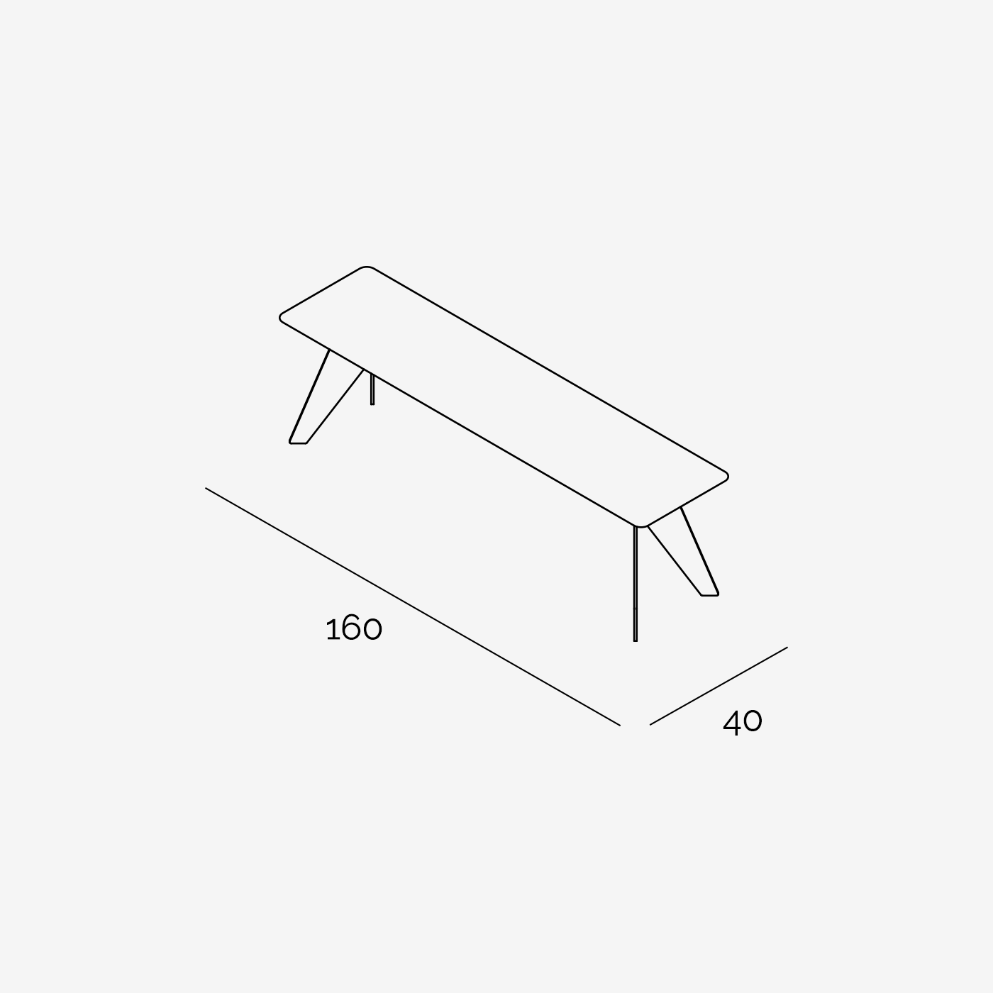 Sitzbank Hoogland 160x40 cm technische Zeichnung