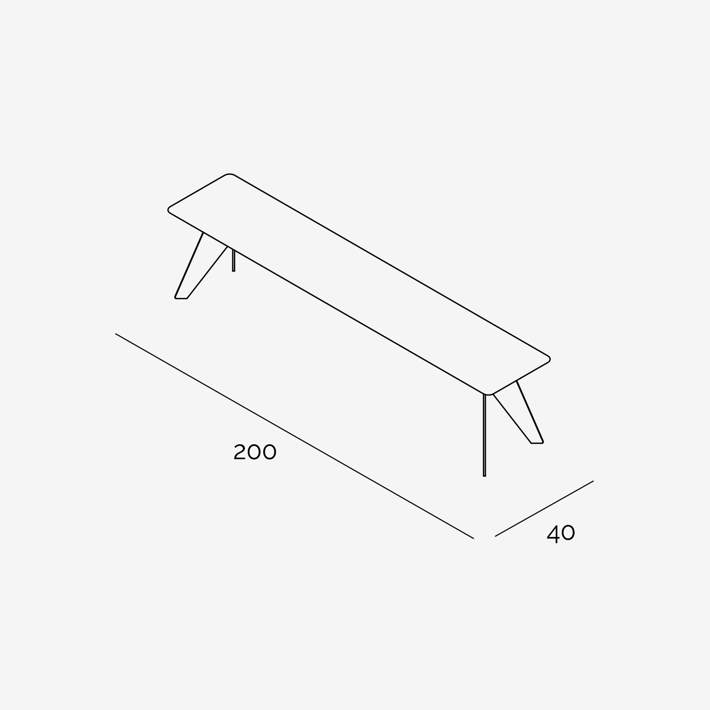 Sitzbank Hoogland 200x40 cm technische Zeichnung