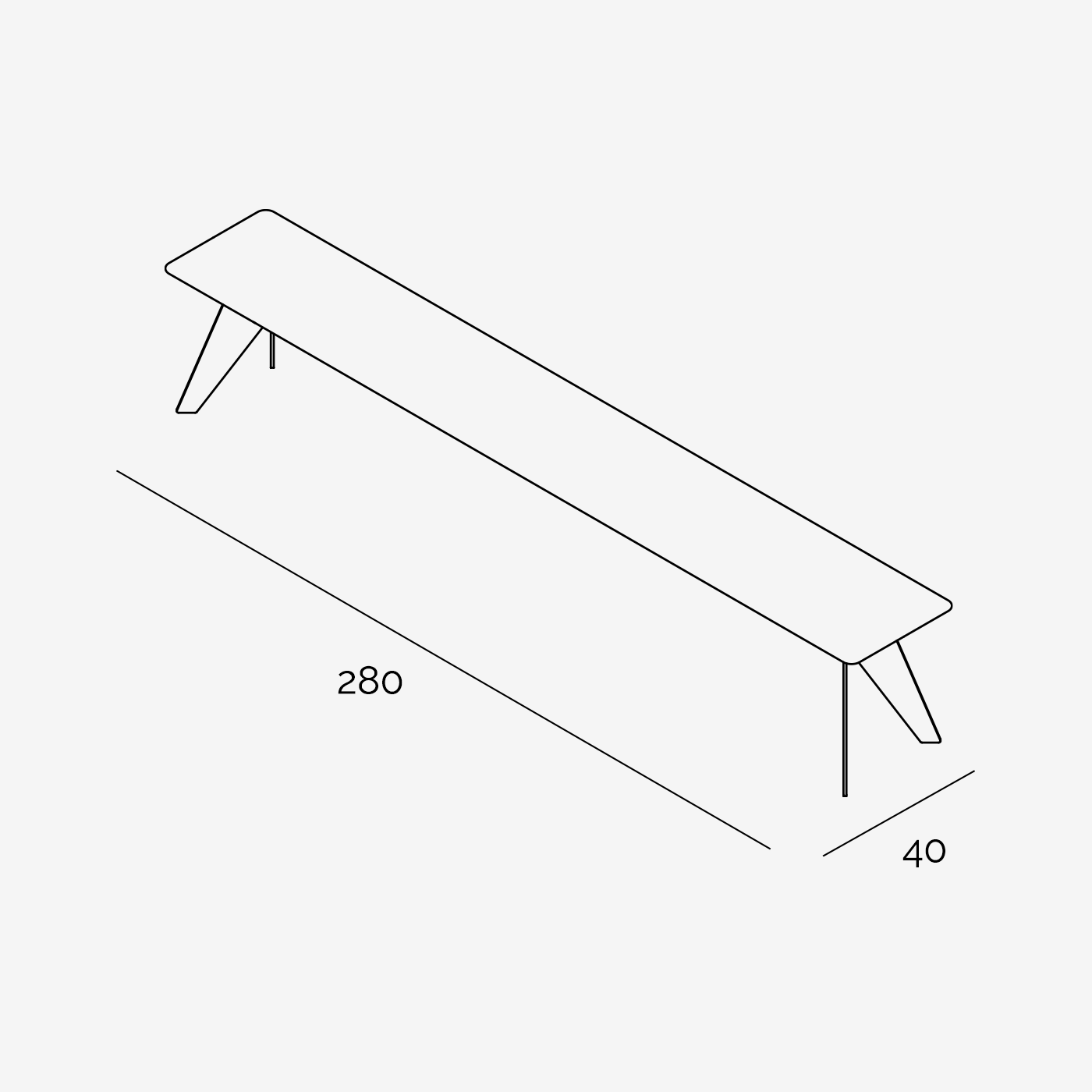 Sitzbank Hoogland 240x40 cm technische Zeichnung