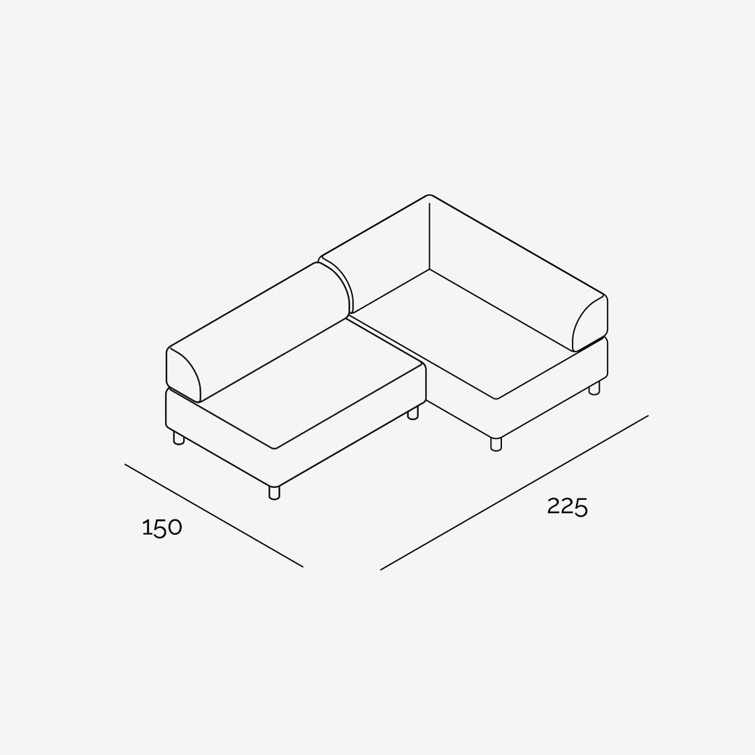 Bolder Sofa 225x150 cm (3-Sitzer offen)