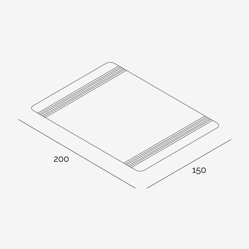 Decke Merinowolle Fryske technische Zeichnung 200x150 cm
