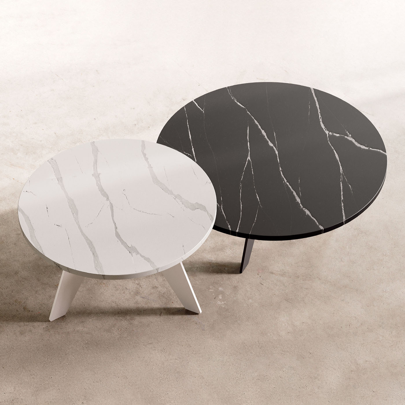 Eternal Marquina und Calacatta Classic Runder Beistelltisch Silestone Hoogland