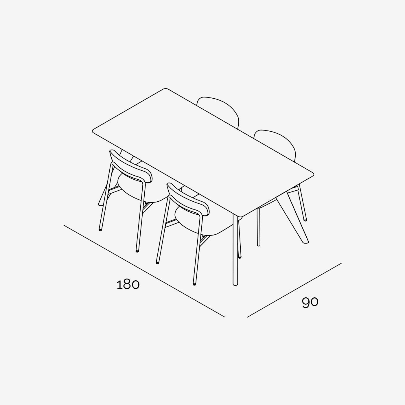 Esstisch Hielke 180 cm mit Maatje Stühle