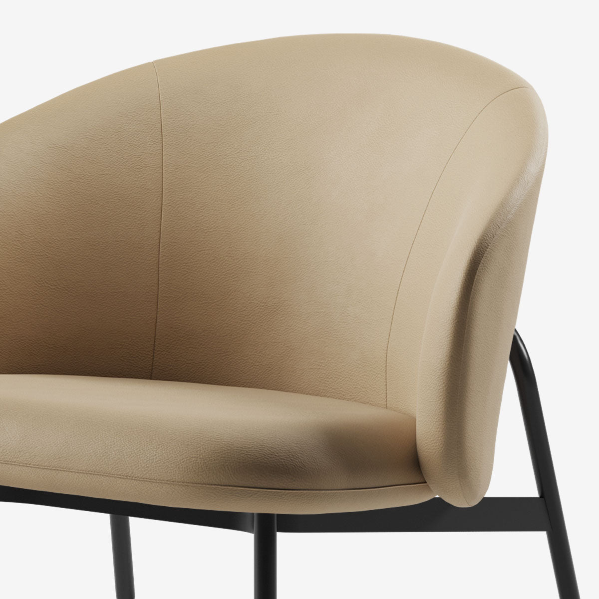 Maatje Lounge Sessel Schwarz Leder Sand Detail 02