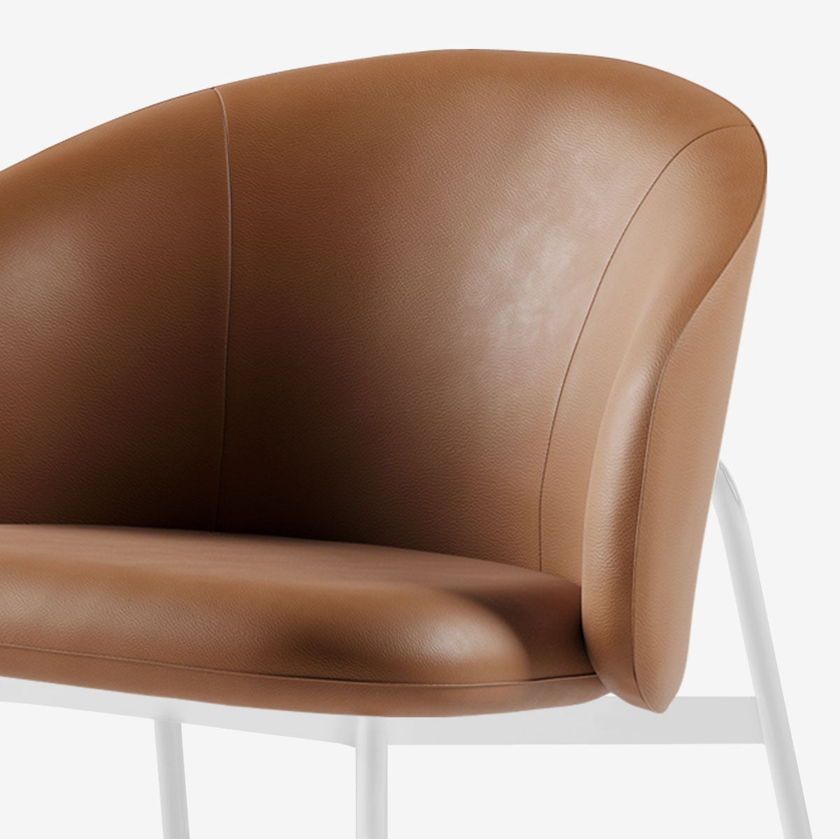 Maatje Loungesessel Weiss Leder Cognac Detail