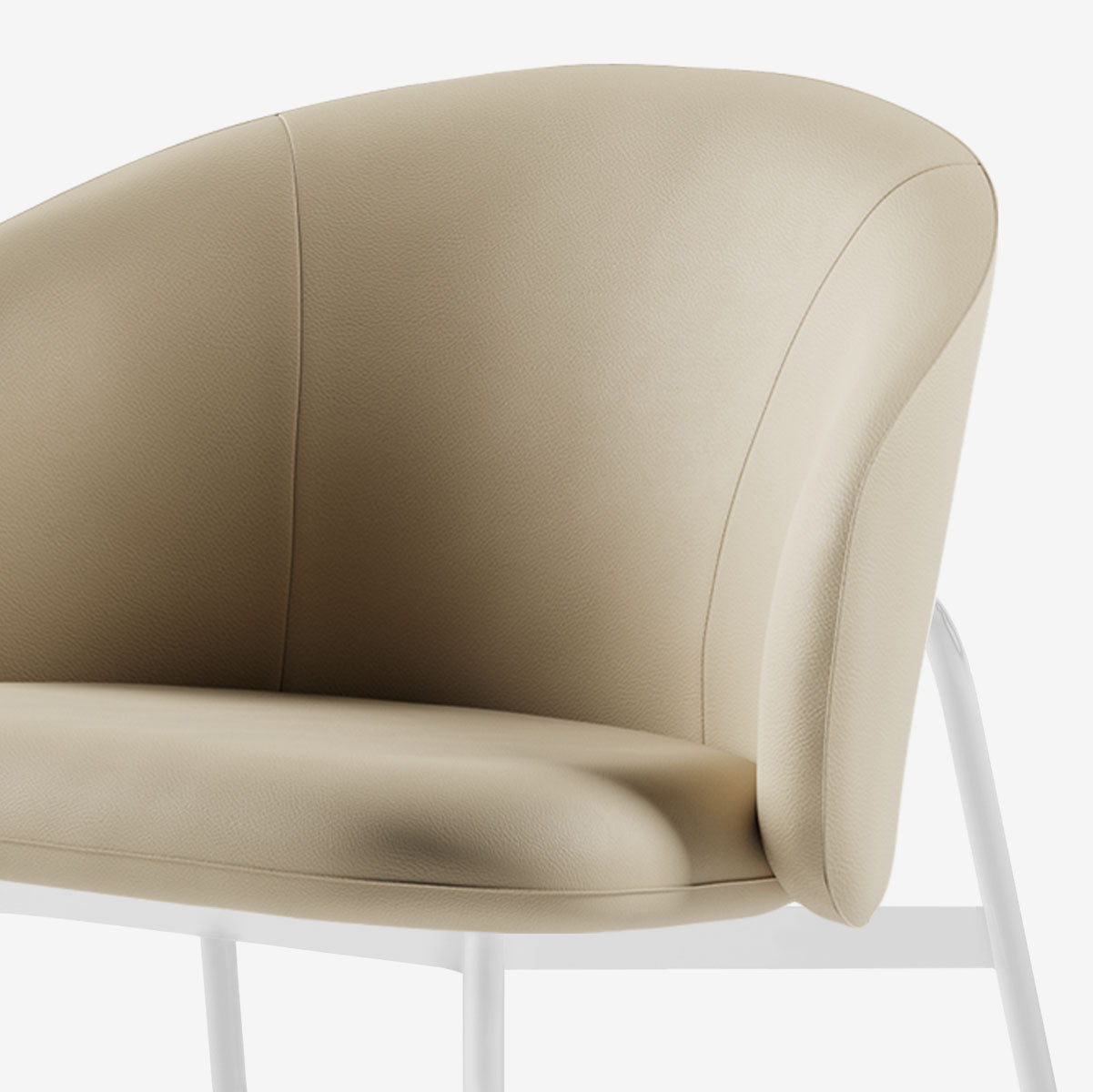Maatje Loungesessel Weiss Leder Ivory Detail