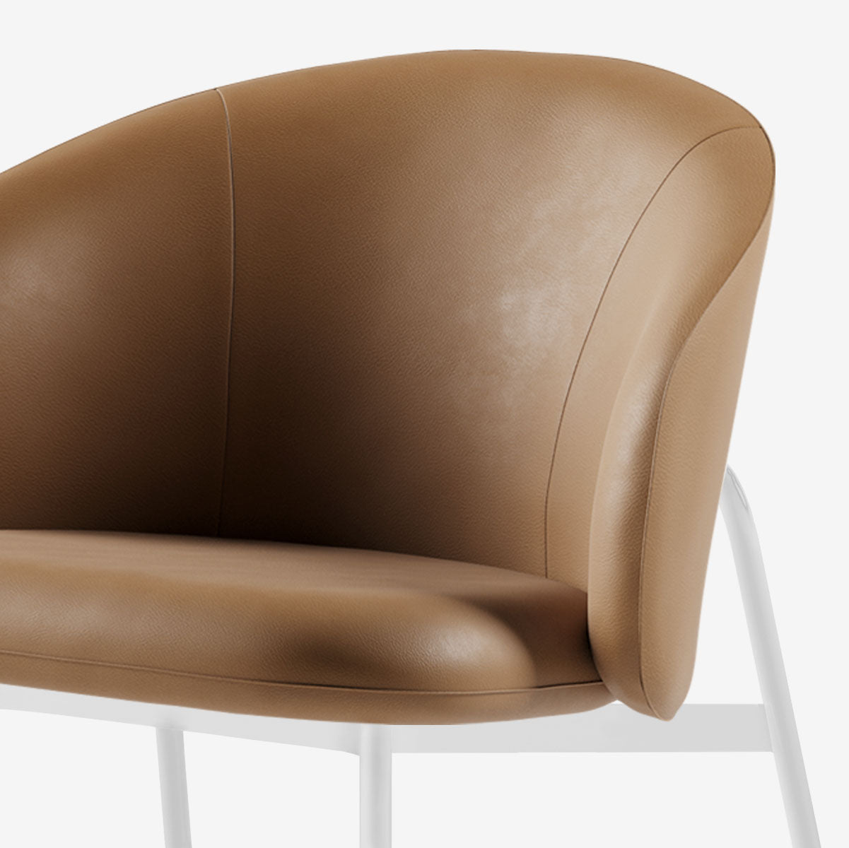 Maatje Loungesessel Weiss Leder Walnut Detail