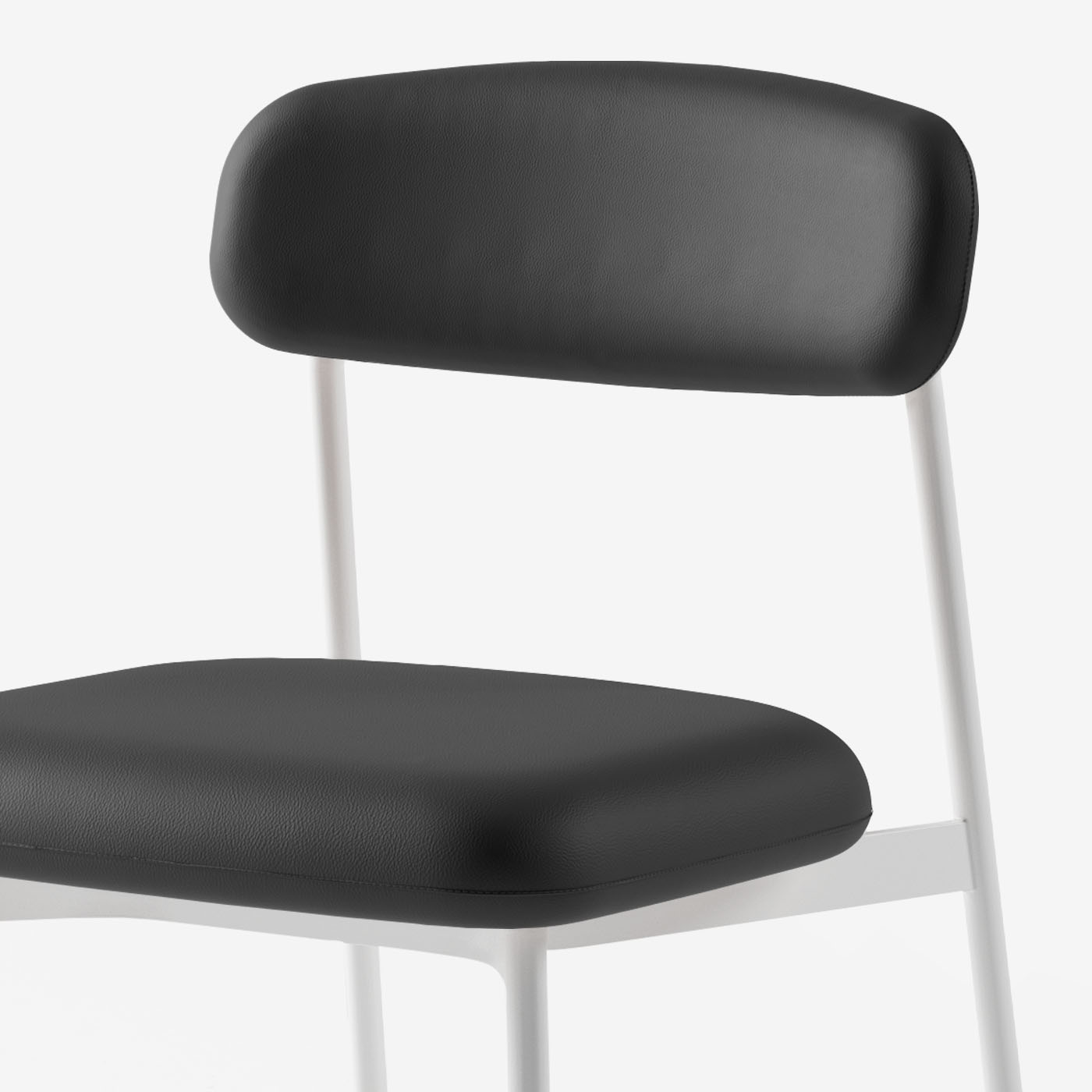 Maatje Stuhl Leder Black Metall Weiss Detail