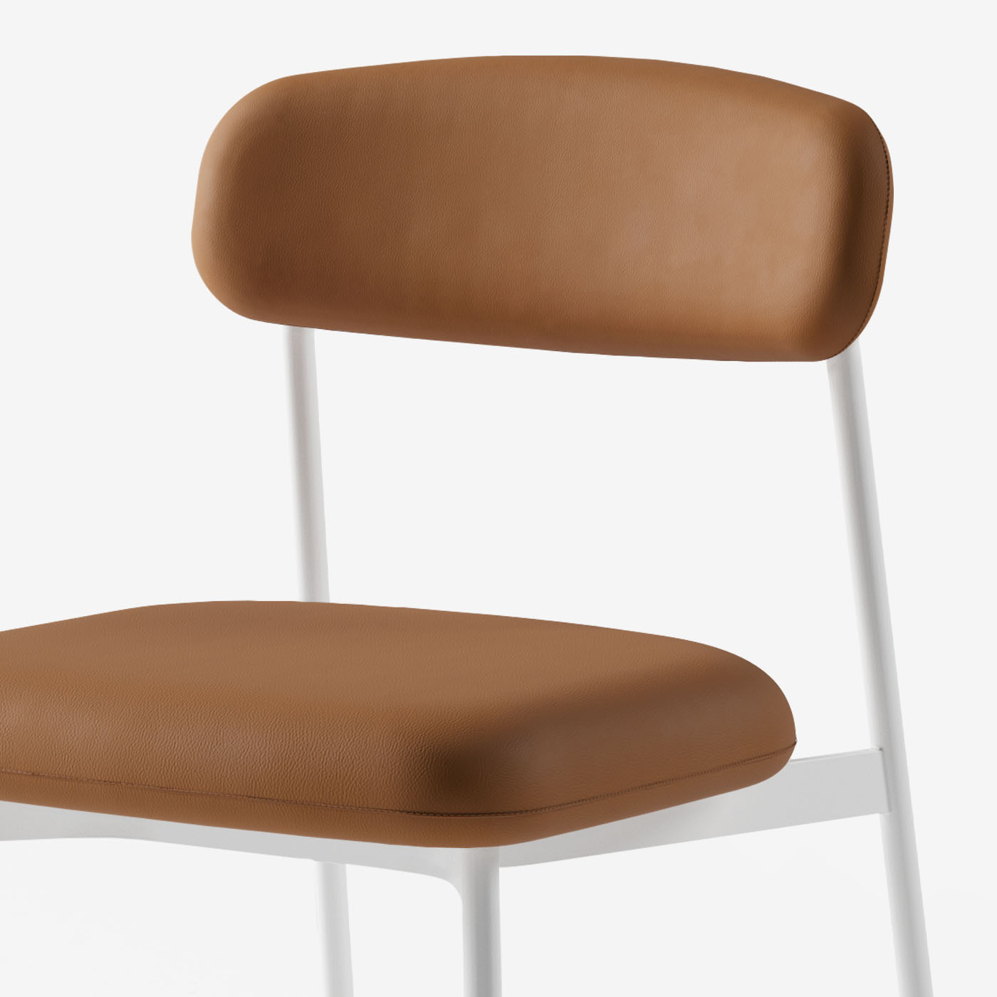 Maatje Stuhl Leder Cognac Metall Weiss Detail