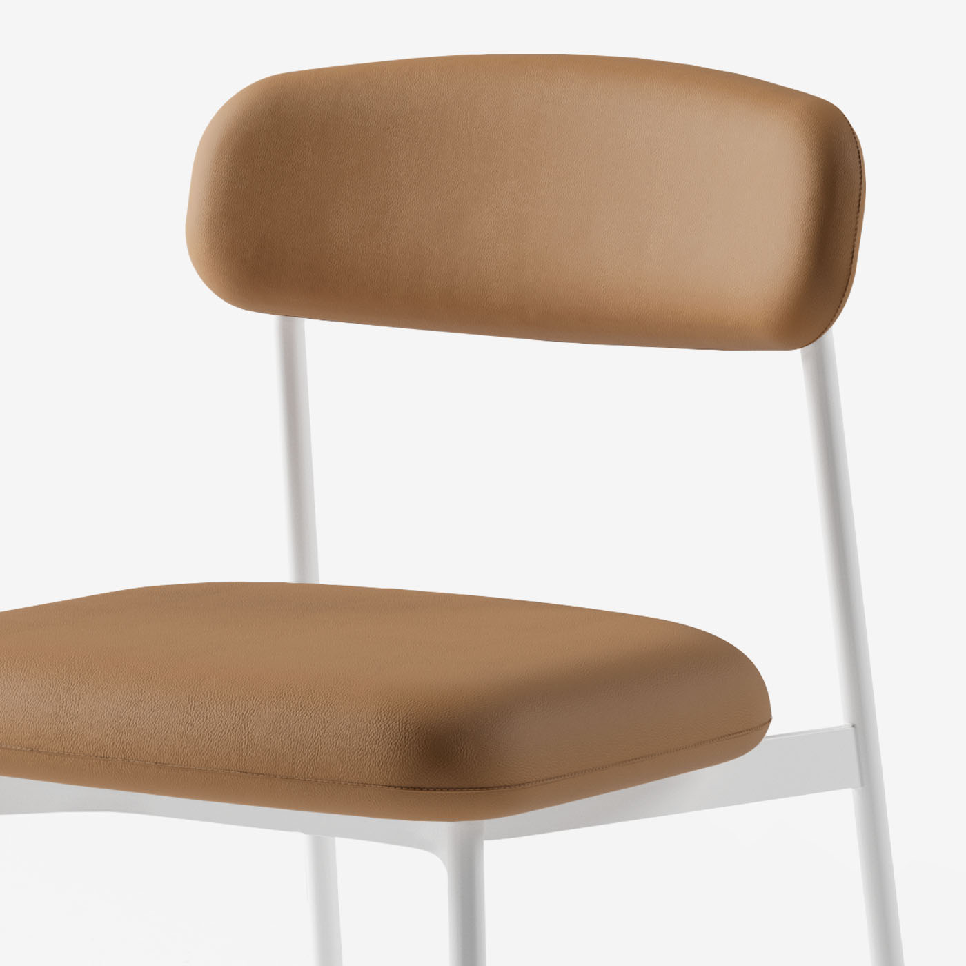 Maatje Stuhl Leder Walnut Metall Weiss Detail