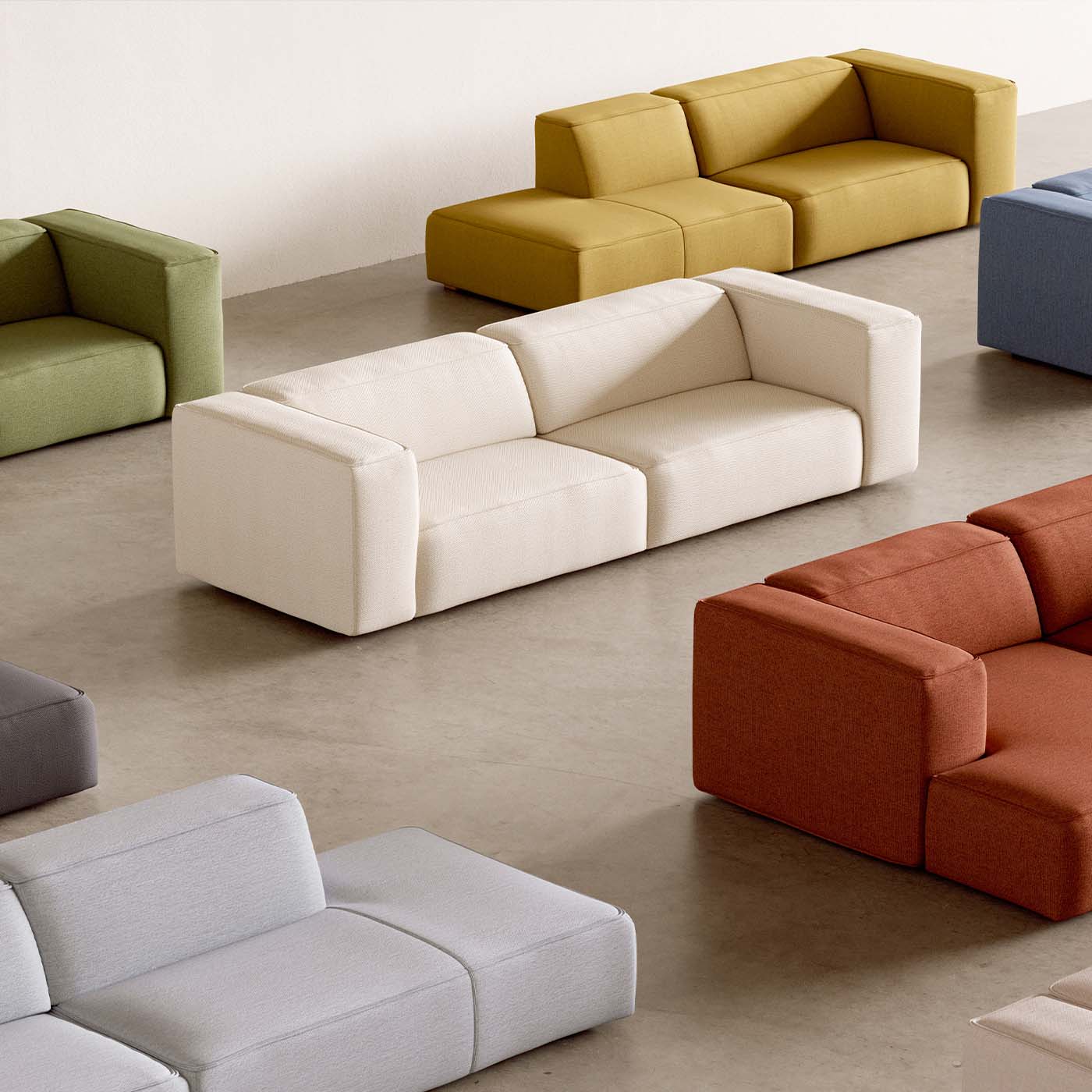 Meester Sofa Modulares Sofa Stoffe Arc Frame Nantes Sunlight Nantes Grey Chine Heritage Rust