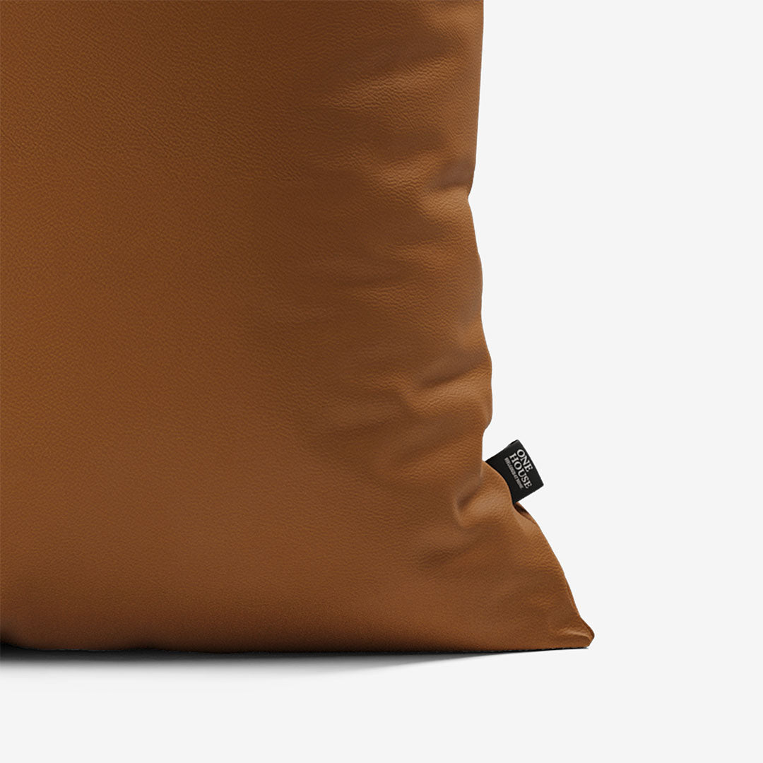 Sofa Kissen 50x50 cm Leder Cognac Detail 01