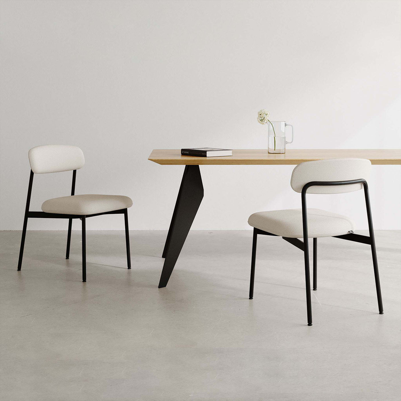 Stuhl Maatje Savant Whisper Schwarz Beine mit Hoogland Esstisch